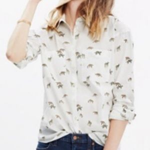 Madewell woman’s print button down blouse with cheetahs cotton size medium M